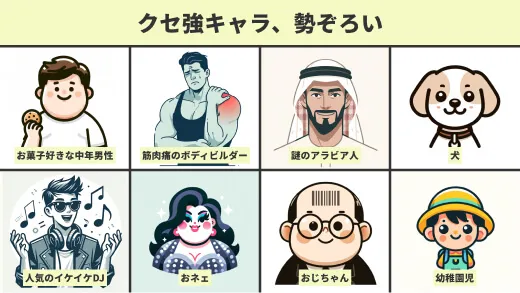 クセ強キャラ、勢ぞろい ゆにキャラの説明画像
